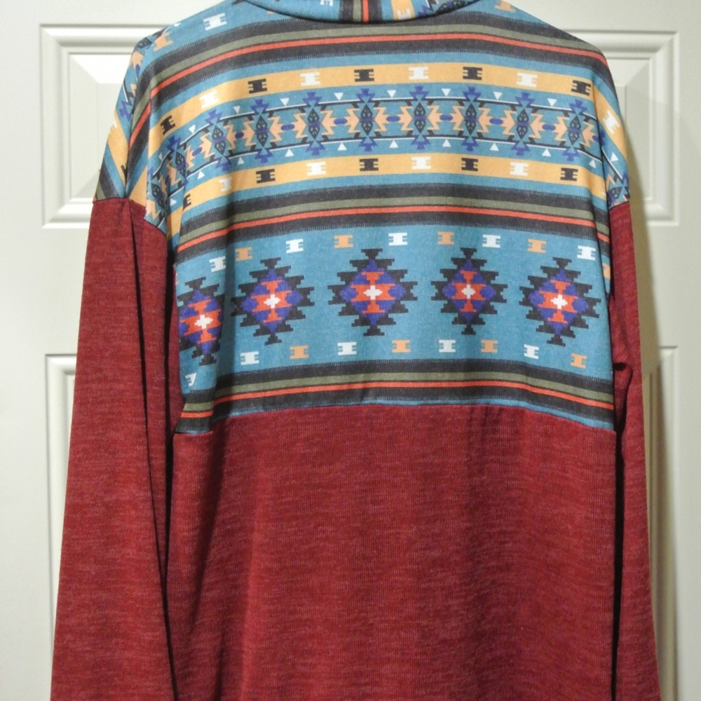 Burgundy Aztec Pullover - image 2